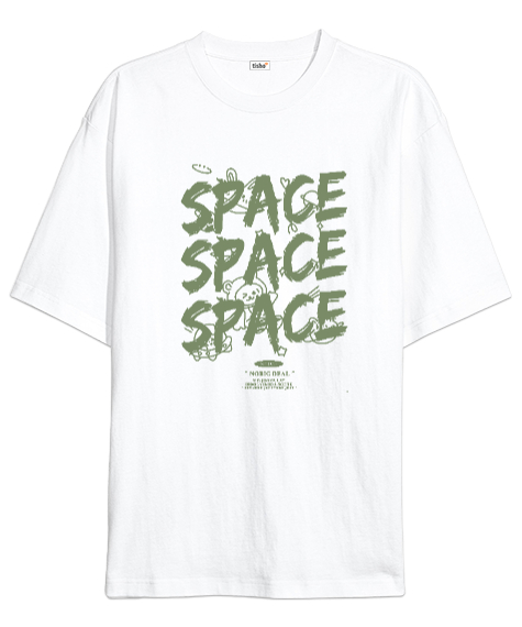 Tisho - Space Beyaz Oversize Unisex Tişört