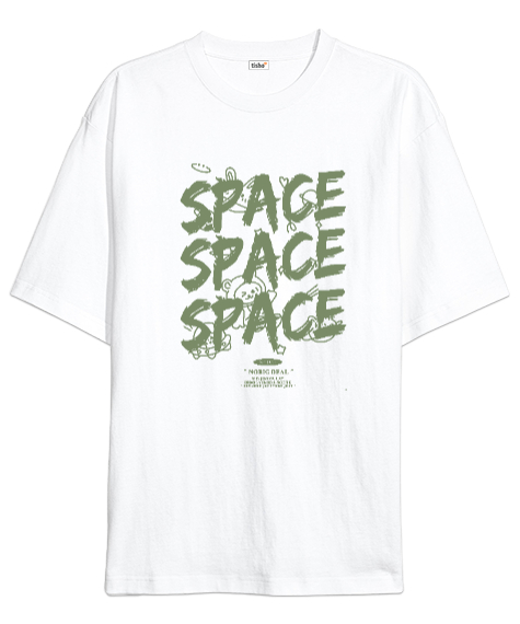 Tisho - Space Beyaz Oversize Unisex Tişört