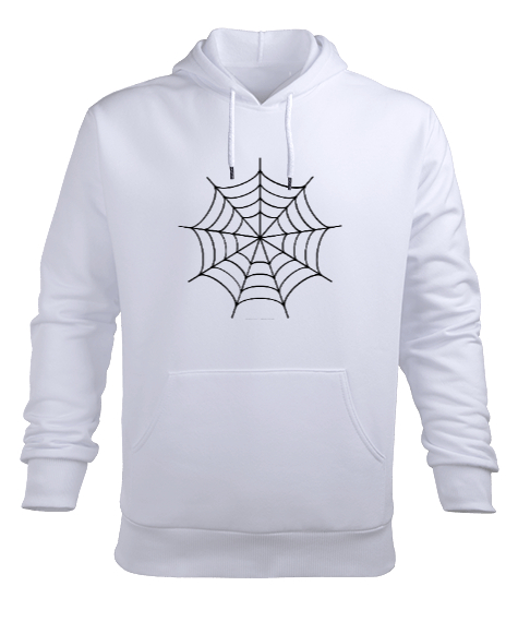 Tisho - Spider Beyaz Erkek Kapüşonlu Hoodie Sweatshirt