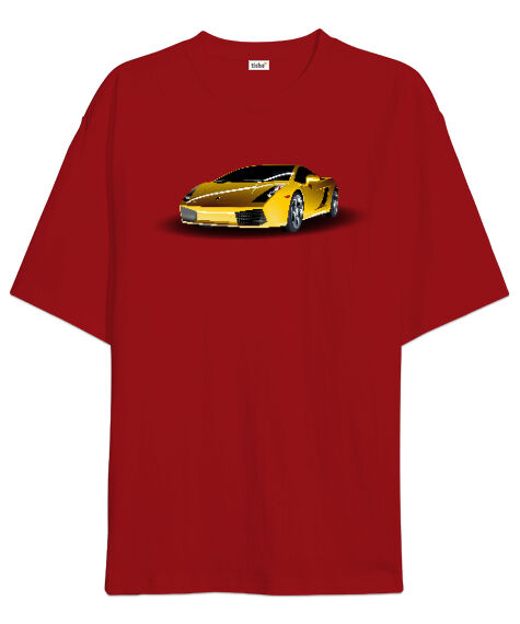 Tisho - Spor Araba Kırmızı Oversize Unisex Tişört