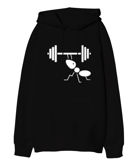 Tisho - Sporcu Karınca, Fitness, Spor Oversize Unisex Kapüşonlu Sweatshirt