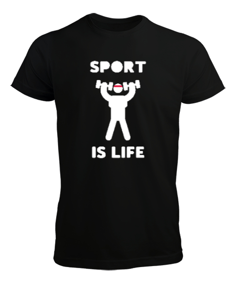 Tisho - Sport Is Life Stickman Siyah Erkek Tişört