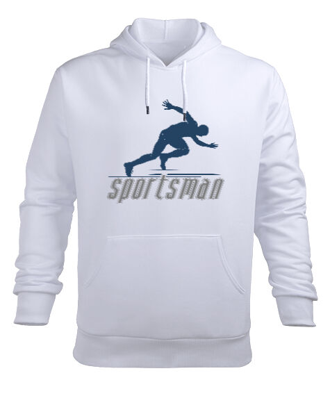 Tisho - Sportsman Beyaz Erkek Kapüşonlu Hoodie Sweatshirt