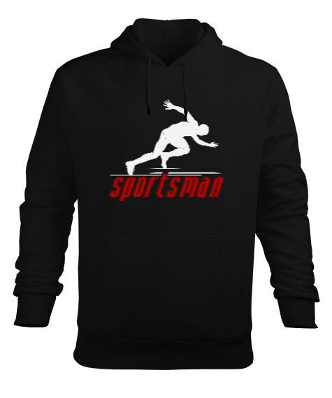 Tisho - Sportsman Siyah Erkek Kapüşonlu Hoodie Sweatshirt