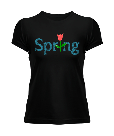 Tisho - Spring - Bahar Siyah Kadın Tişört