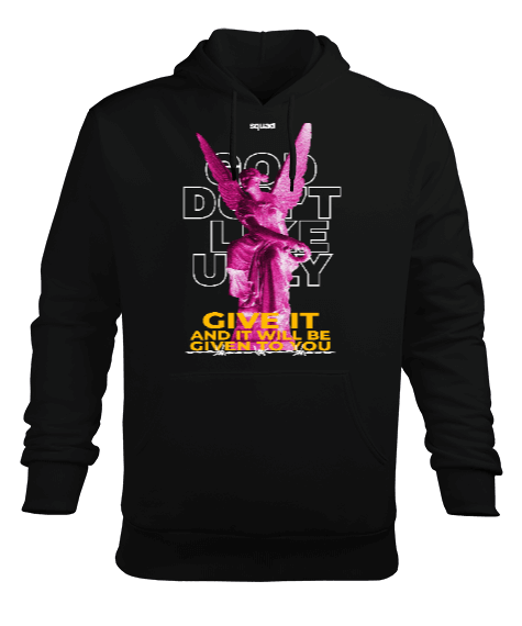 Tisho - Squad Pink Angel Erkek Kapüşonlu Hoodie Sweatshirt