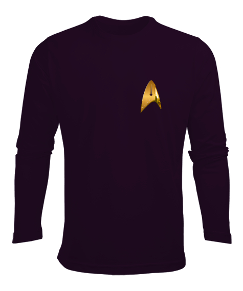 Tisho - Star Trek - Uzay yolu Koyu Mor Erkek Uzun Kol Yazlık Tişört