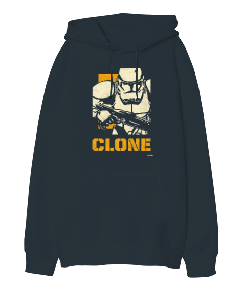 Tisho - Star Wars Clone Wars Tasarım Baskılı Füme Oversize Unisex Kapüşonlu Sweatshirt