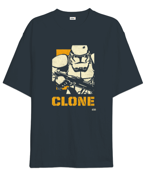 Tisho - Star Wars Clone Wars Tasarım Baskılı Füme Oversize Unisex Tişört