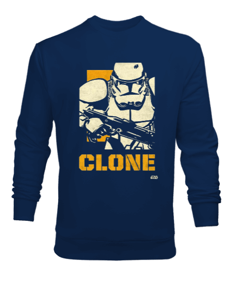 Tisho - Star Wars Clone Wars Tasarım Baskılı Lacivert Erkek Sweatshirt
