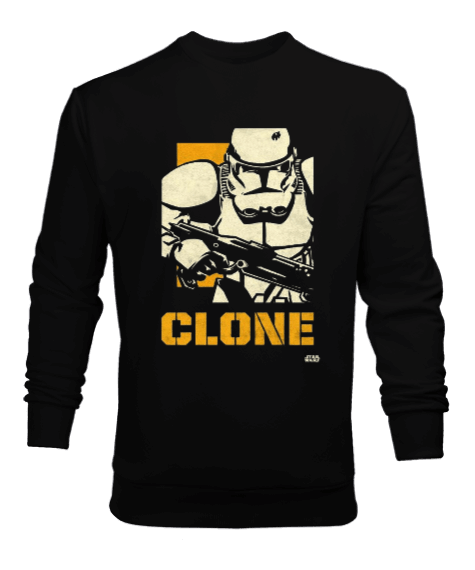 Tisho - Star Wars Clone Wars Tasarım Baskılı Siyah Erkek Sweatshirt