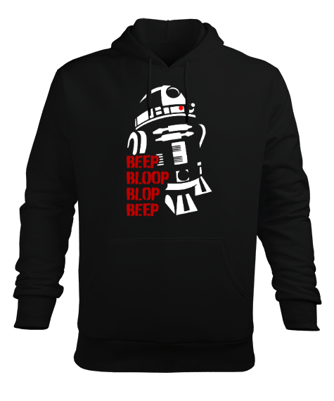 Tisho - Star Wars R2-D2 Droit Siyah Erkek Kapüşonlu Hoodie Sweatshirt