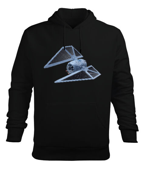 Tisho - Star Wars Spaceship Siyah Erkek Kapüşonlu Hoodie Sweatshirt