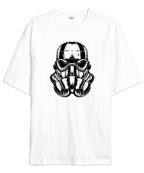 Tisho - Star Wars Stormtrooper Blu V2 Beyaz Oversize Unisex Tişört