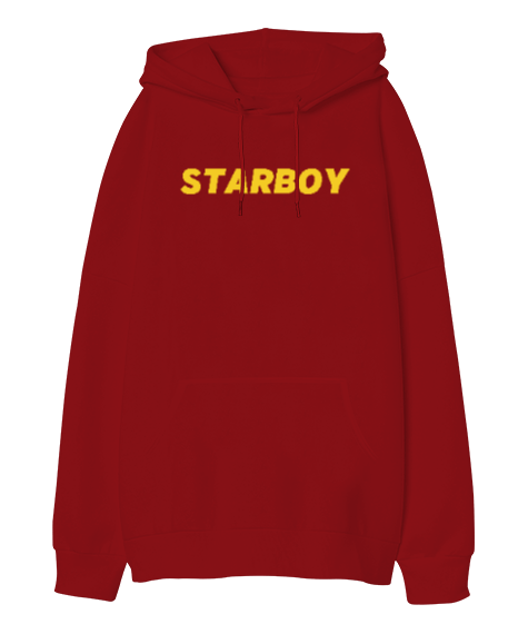 Tisho - Starboy Kırmızı Oversize Unisex Kapüşonlu Sweatshirt