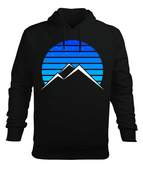 Tisho - Stars illuminating the snow-capped mountain Erkek Kapüşonlu Hoodie Sweatshirt