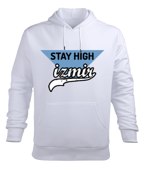 Tisho - STAY HİGH İzmir logolu Erkek Kapüşonlu Hoodie Sweatshirt