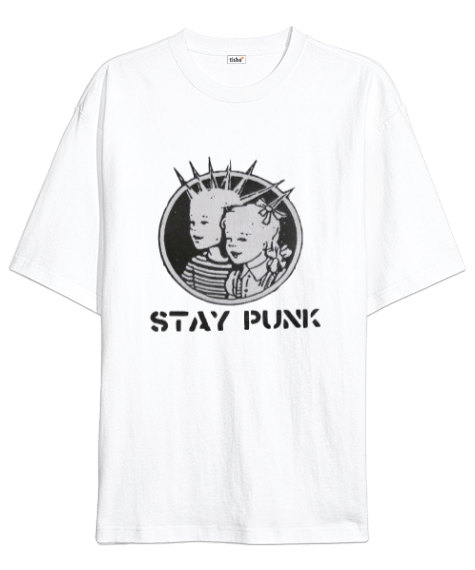 Tisho - Stay Punk Rock Tasarım Baskılı Oversize Unisex Tişört
