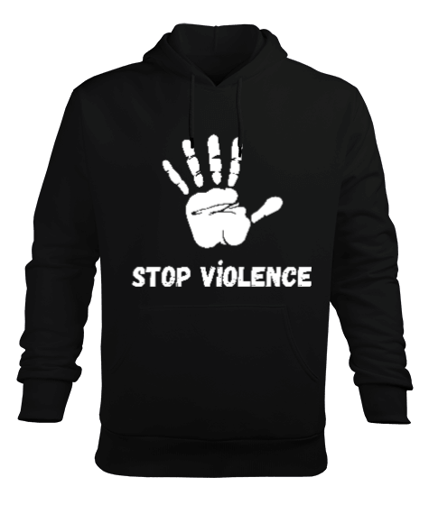 Tisho - Stop Violence Erkek Kapüşonlu Hoodie Sweatshirt