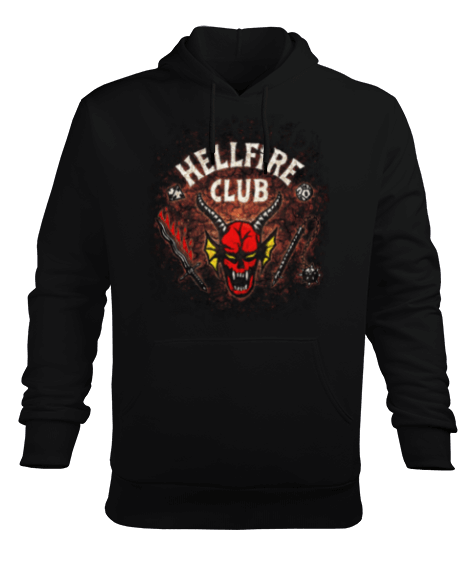 Tisho - Stranger Things Hellfire Club Erkek Kapüşonlu Hoodie Sweatshirt
