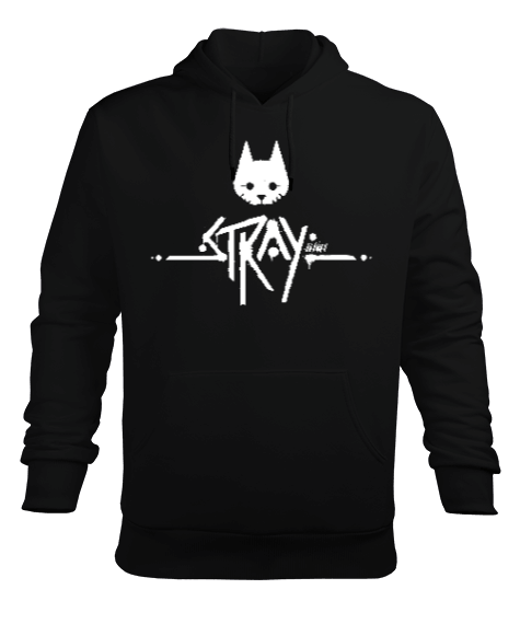 Tisho - Stray Cat Siyah Erkek Kapüşonlu Hoodie Sweatshirt