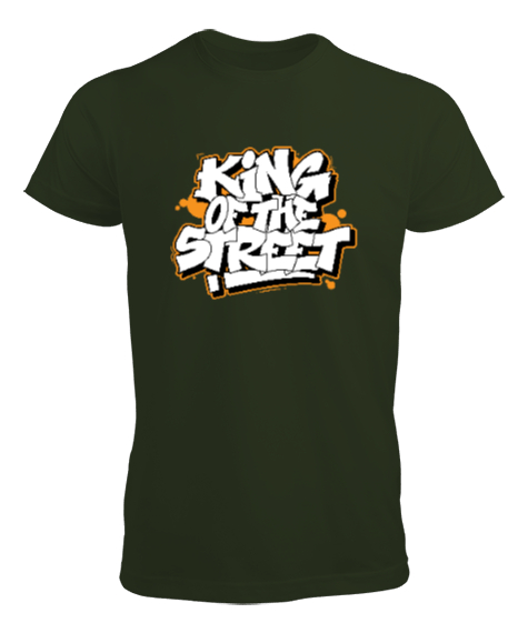 Tisho - Street King - Sokakların Kralı Haki Yeşili Erkek Tişört
