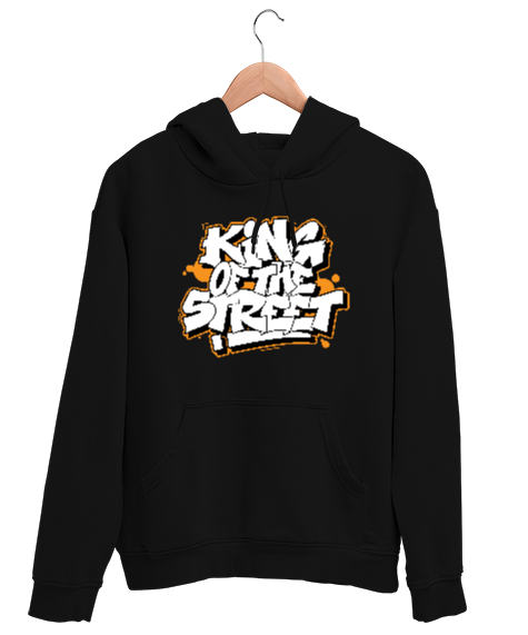 Tisho - Street King - Sokakların Kralı Siyah Unisex Kapşonlu Sweatshirt