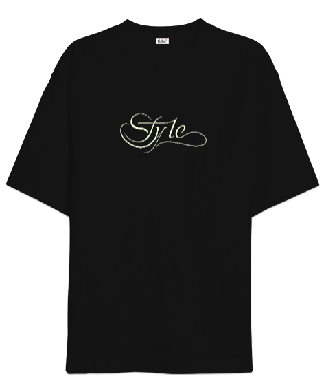 Tisho - Style Yazı Resimli Siyah Oversize Unisex Tişört