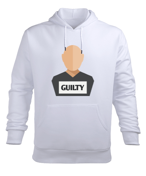 Tisho - Suçlu Adam Hapishane Guilty Beyaz Erkek Kapüşonlu Hoodie Sweatshirt