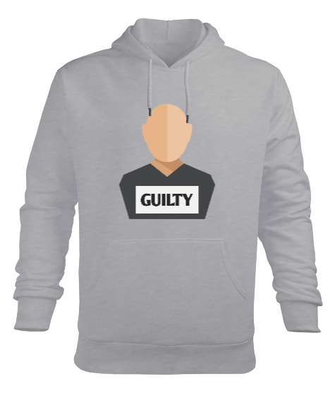 Tisho - Suçlu Adam Hapishane Guilty Gri Erkek Kapüşonlu Hoodie Sweatshirt