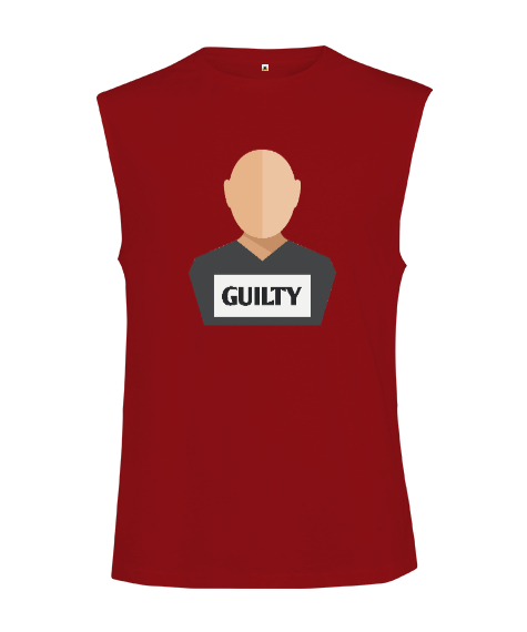 Tisho - Suçlu Adam Hapishane Guilty Kırmızı Kesik Kol Unisex Tişört