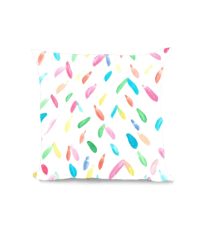 Sulu Boya Fırçasız el boyaması Rengarenk Kare Yastık - Thumbnail