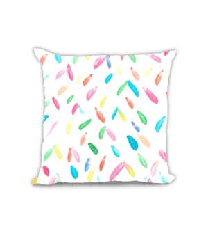 Sulu Boya Fırçasız el boyaması Rengarenk Kare Yastık - Thumbnail