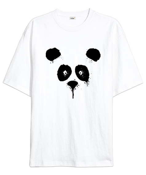 Tisho - Suluboya Panda Beyaz Oversize Unisex Tişört