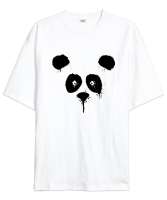 Suluboya Panda Beyaz Oversize Unisex Tişört - Tisho