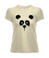 Suluboya Panda Krem Kadın Tişört - Tisho