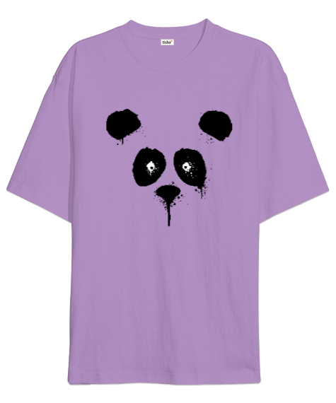 Tisho - Suluboya Panda Lila Oversize Unisex Tişört