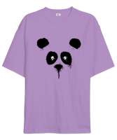 Suluboya Panda Lila Oversize Unisex Tişört - Tisho