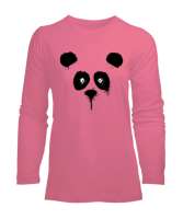 Suluboya Panda Pembe Kadın Uzun Kol Tişört - Tisho