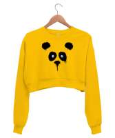 Suluboya Panda Sarı Kadın Crop Sweatshirt - Tisho