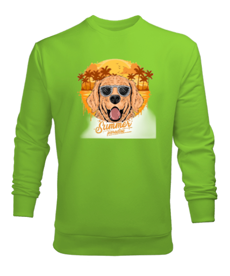 Tisho - Summer golden köpek baskılı Fıstık Yeşili Erkek Sweatshirt