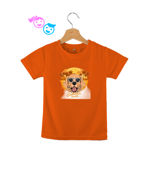 Tisho - Summer golden köpek baskılı Turuncu Çocuk Unisex