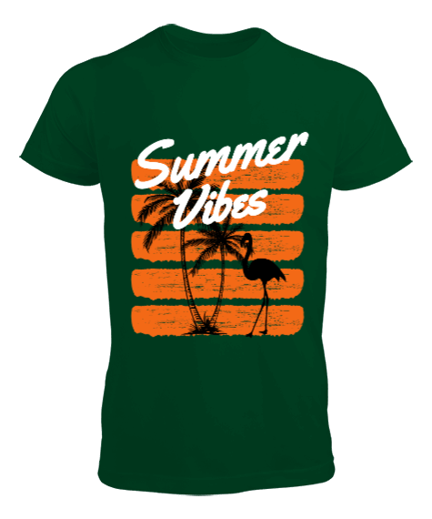 Tisho - Summer Vibes Tasarım Baskılı Yeşil Erkek Tişört