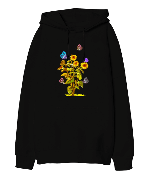 Tisho - sunflower Oversize Unisex Kapüşonlu Sweatshirt