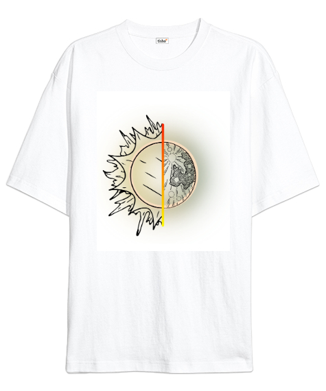 Tisho - SunMoon Beyaz Oversize Unisex Tişört