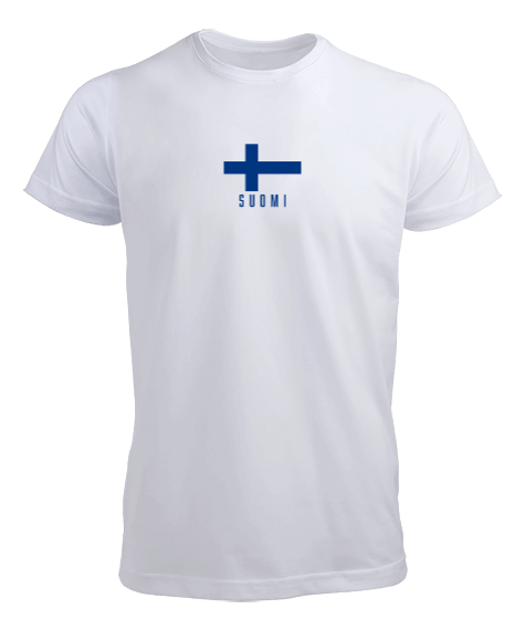 Tisho - Suomi Finlandiya Bayrak Unisex Beyaz Erkek Tişört