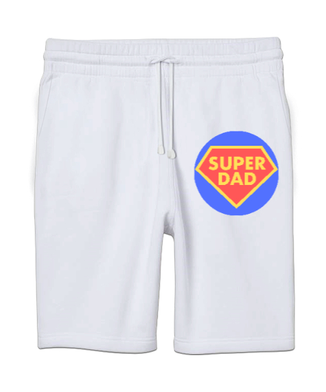 Tisho - Süper Baba Babalar günü özel tasarım Beyaz Unisex Sweatshirt Şort Regular Fit
