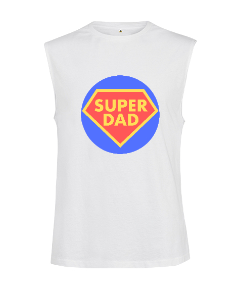Tisho - Süper Baba Babalar günü özel vücut geliştirme Beyaz Kesik Kol Unisex Tişört