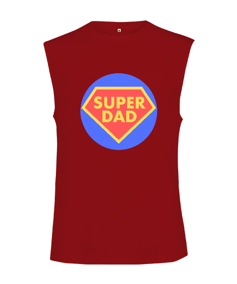 Tisho - Süper Baba Babalar günü özel vücut geliştirme Kırmızı Kesik Kol Unisex Tişört