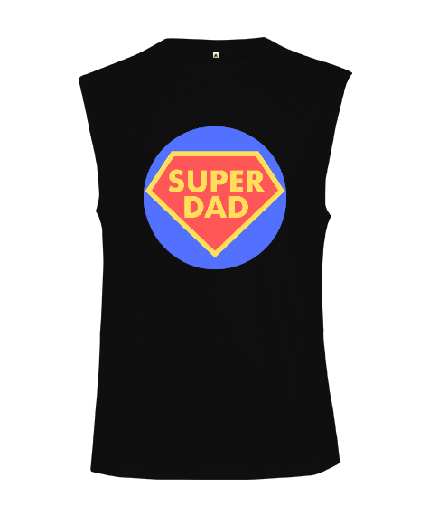Tisho - Süper Baba Babalar günü özel vücut geliştirme Siyah Kesik Kol Unisex Tişört